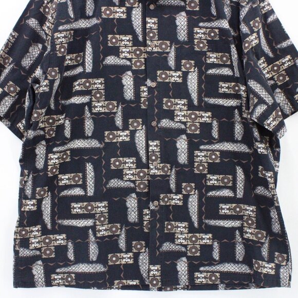 Vintage Moda Campia Moda Shirt Mens Black Button Down Geometrical Pattern XL 90s - Picture 4 of 9